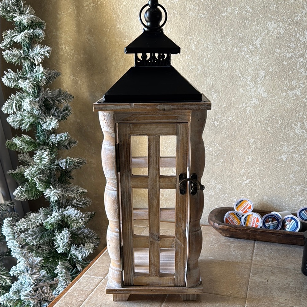 Brown and Black Decorative Lantern Accent